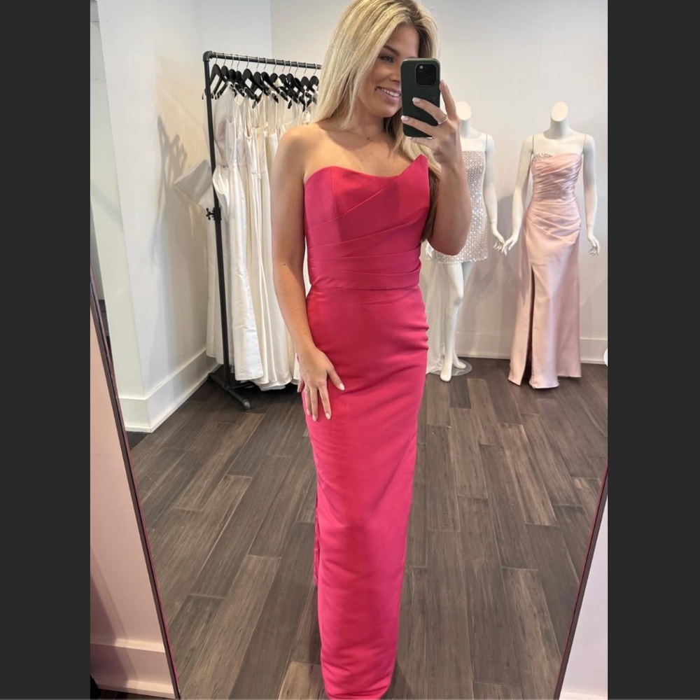NWT Amsale Brixton Strapless Gown in Cerise s. 12